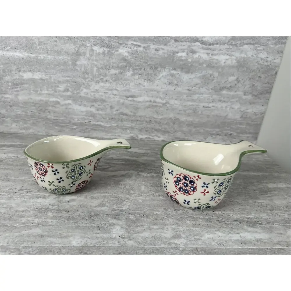 TWO Stoneware Measuring cups (1/2 cup, 1 cup) Pfaltzgraff Stoneware Floral‎